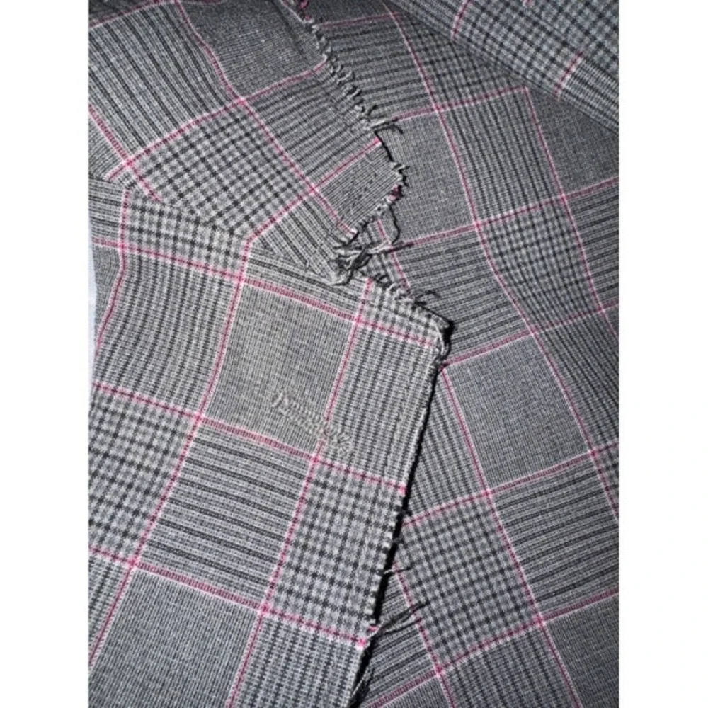 Ben Sherman Mens Grey Pink Plaid Distressed Raw Edge Blazer Sport Coat L Y2K